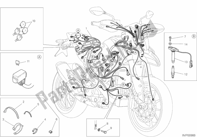 Todas as partes de Chicote De Fiação do Ducati Hypermotard 939 USA 2018